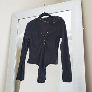 Missguided black button up ribbed bodysuit 6